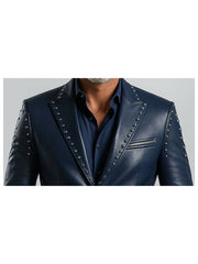 Jack Blue Leather Blazer – Men's Premium Blue Leather Jacket