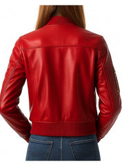 Charlotte Red Women's Leather Jacket – Bold, Stylish, and Timeless