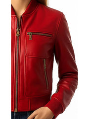 Charlotte Red Women's Leather Jacket – Bold, Stylish, and Timeless